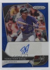 2020 Panini Prizm Rookie Auto Blue Prizm 77/99 Yonathan Daza #RA-YD Auto 13nz