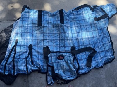 HILASON Horse Fly Sheet Summer Spring UV Protection W/neck And Belly Wrap Blue