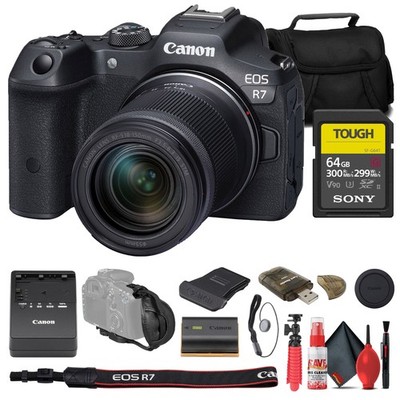 Canon EOS R7 Mirrorless Camera 18-150mm Lens 64GB Card Bag Bundle