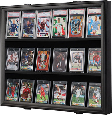 18 Graded Sports Card Display Case with UV Protection Lockable Wall Frame Cabine