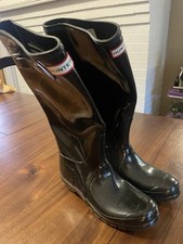 Hunter Glossy Original Tall Gloss Rain Boots Black Women's Size US 10 UK 8 EU 42