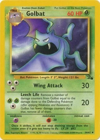 Golbat Uncommon Fossil 34/62 NM