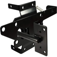 Self-Locking Gate Latch Heavy-Duty for Wood gate, Steel Black, 1pcs Post Mount