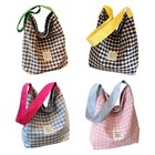 Women's Canvas Shoulder Bag Bucket Bag Casual Ladies Student Bookbag Large Pouch