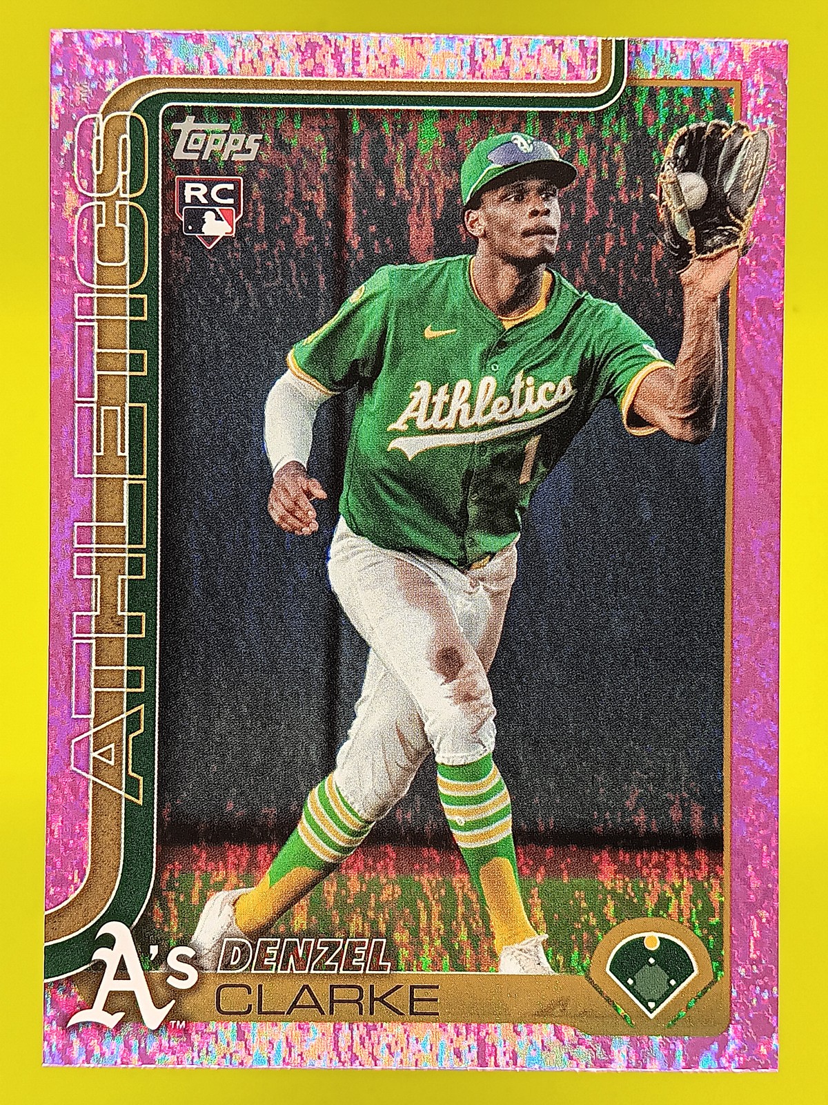 2025 Topps Update Pink Holo Foil Denzel Clarke #US14 Athletics Rookie