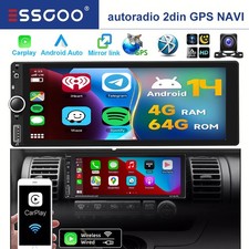 4+64G Autoradio 1 DIN Mit Bildschirm Carplay Android 14 GPS Navi +Rückfahrkamera