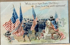 Old Civil War, 1861 - 1865, Soldiers, “Old Glory”, American Flags, Postcard