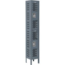 2-Tier 2 Door Ventilated Locker 12"Wx12"Dx36"H Assembled
