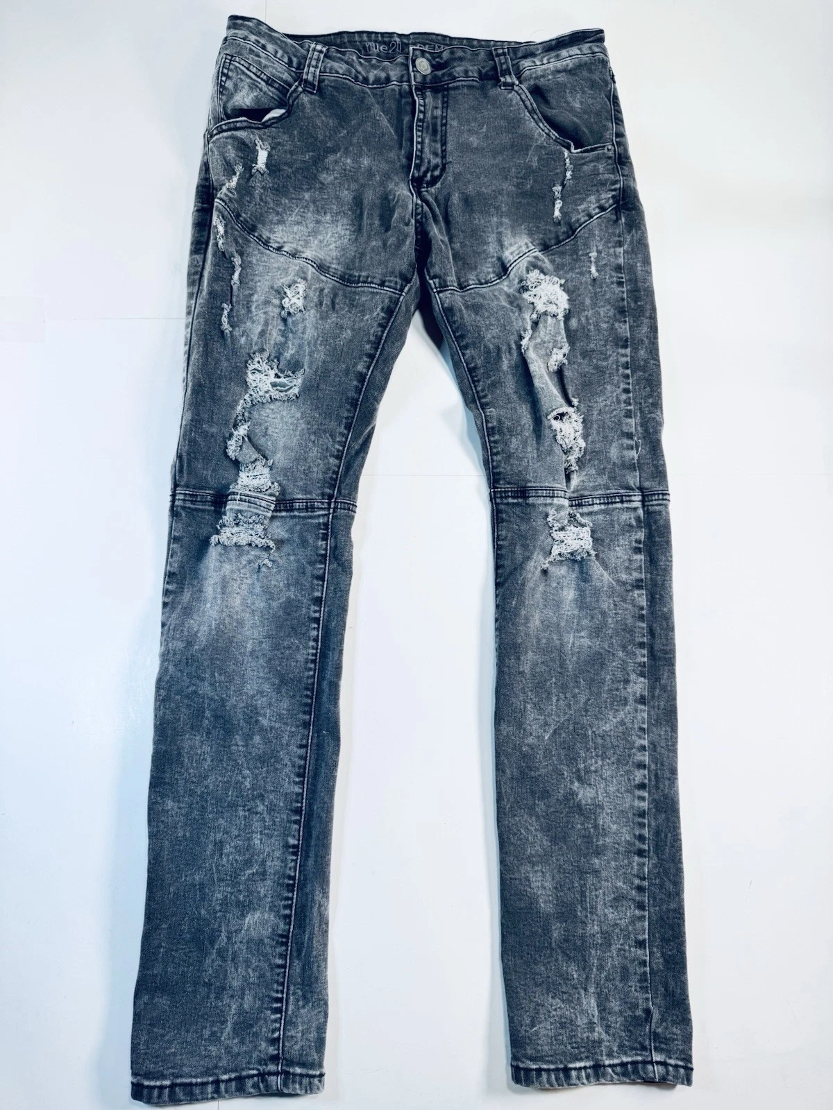 Jean noir homme Rue 21 Premium Super Skinny Supreme Flex taille 32X32 vieilli