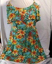 Forever 21 plus size tropical Sundress Blue/orange print 2X