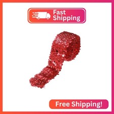 MECCANIXITY 2.2 Yards 2 Inch Elastic Sequins Trim 5 Row Flat Sequin Strip Paille