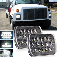 Pair 5x7 7x6 Black Led Headlights For Gmc Safari C6500 C7500 Topkick Hilo Beam Pair 5x7 7x6 Black Led Headlights For Gmc Safari C6500 C7500 Topkick Hilo Beam