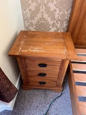 Solid Rustic Oak Toulouse 3 draw bedside cabinet