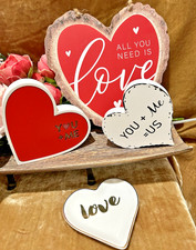 Heart-Shaped Wood Hanging Sign Farmhouse Decor "All You Need Is Love" Red