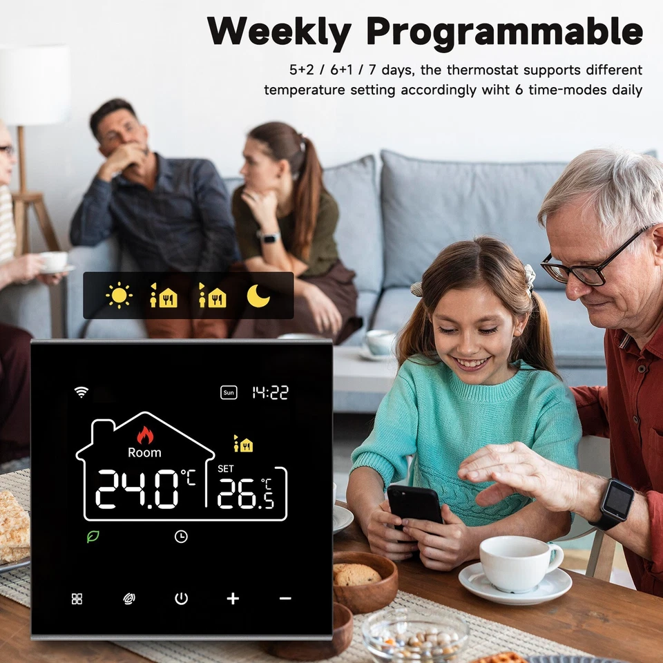 WIFI Thermostat TUYA für Fußbodenheizung Raumthermostat Digital Touch LCD 2023 - Bild 2 von 4