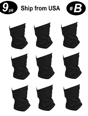 9 PKS USA Stock, Multi-Use Face Mask Head Wrap Neck Gaiter Sweatband Buff  