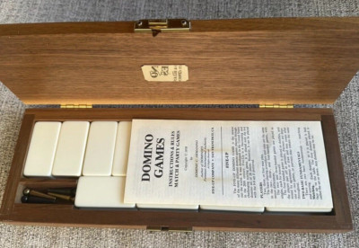 Five-Up Championship Domino Set Handcrafted Walnut Wood Dominic Armanino Vintage