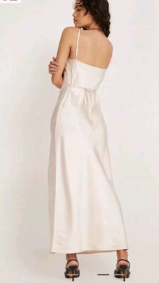 motel white satin dress Lebby Mini Dress in Satin Ivory