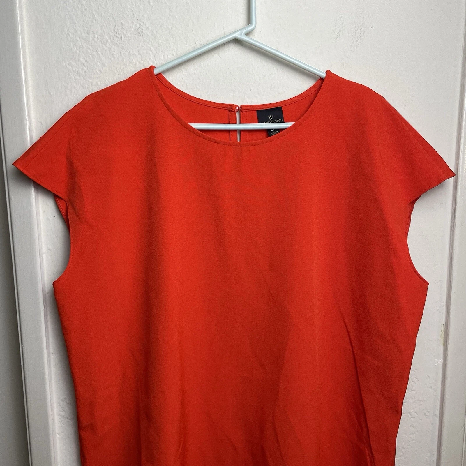 VETEMENTS Worthington Vestito Donna XXL Arancione Manica Corta Asimmetrico Abito Alto Basso