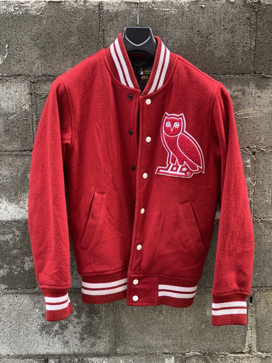 Mens OVO October's Very Own Red Varsity Jacket Drake Limited Mens OVO October's Very Own Red Varsity Jacket Drake Limited