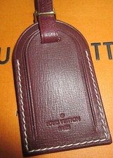 Louis Vuitton Large Luggage Name Tag Burgandy Bordeaux Textured Leather Brass hw