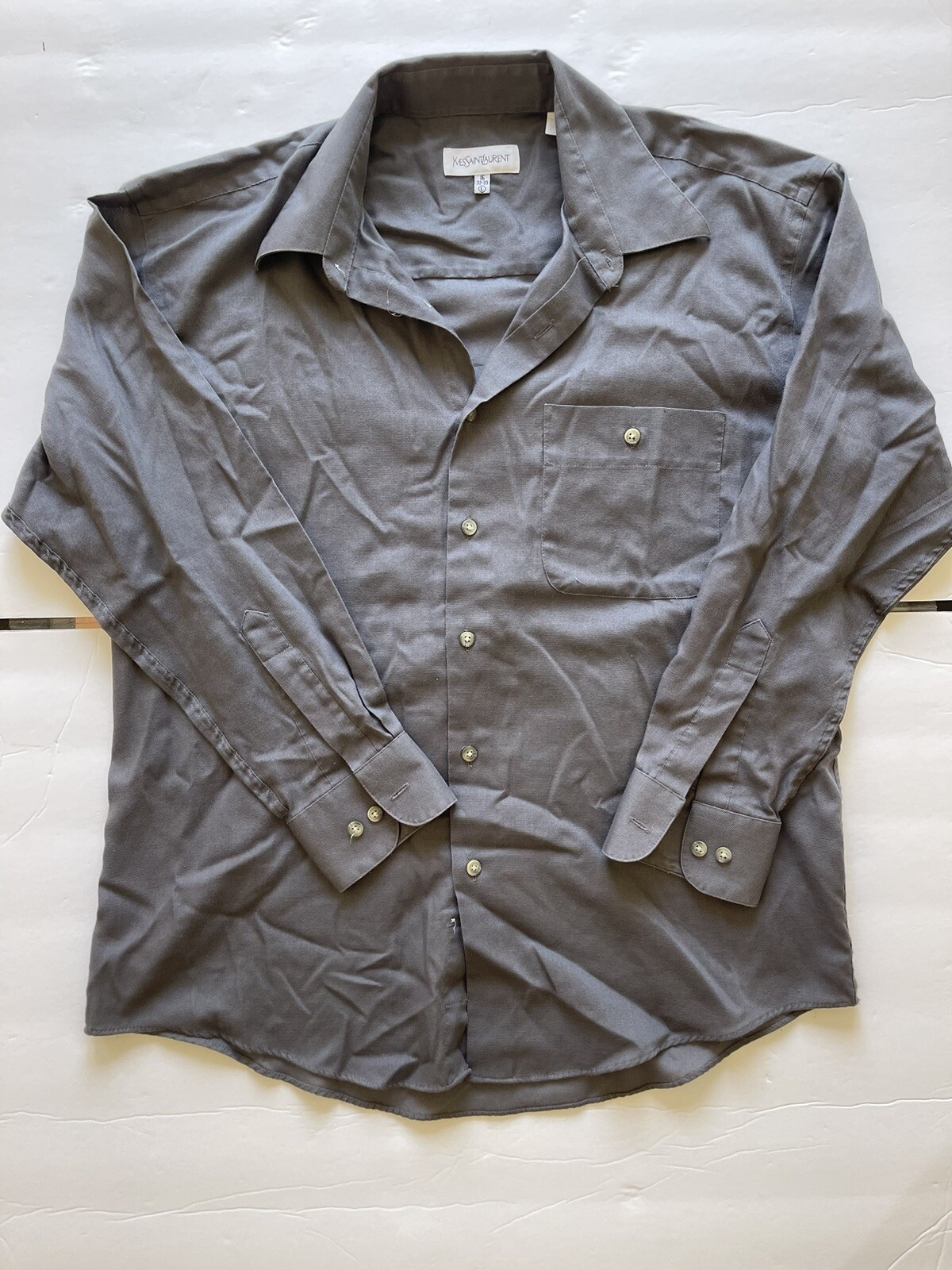 Camicia abito vintage con tasca singola Yves Saint Laurent YSL da uomo taglia L grigio
