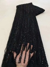 Luxury African Lace Fabric High Quality Sequins Beads Lace Fabrics French Tulle
