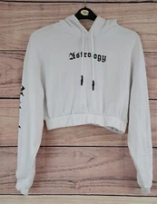 DIVIDED Size Large H&M White Cropped Hoddie Top