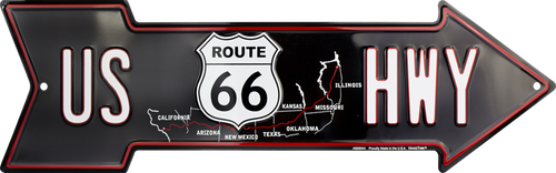 ROUTE 66 US HWY ARROW METAL TIN SIGN MAN CAVE GARAGE DECOR AUTO TRAVEL MAP - Picture 3 of 4