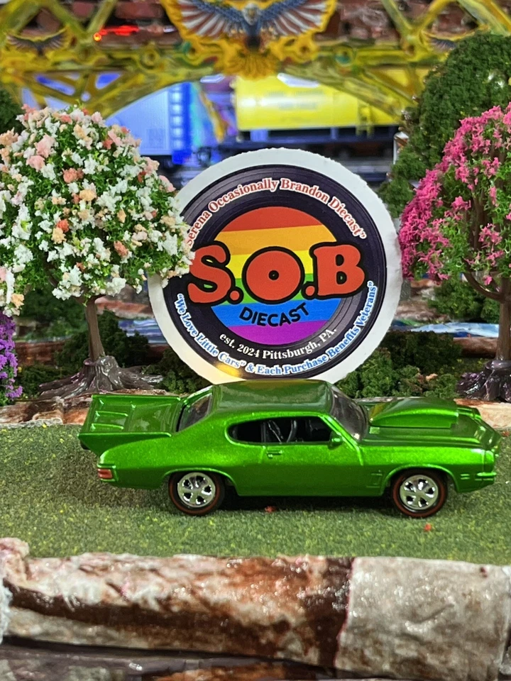 Pontiac GTO 1971 Johnny Lightning 1:64 verde fundido a presión usado excelente estado Foto 4 de 4