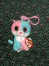 Ty Boo FIONA  PINK, BLUE  WHITE CAT clip M/M tag  RARE  JUSTICE Exclusive