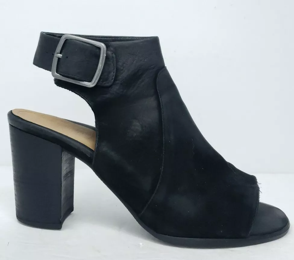 Vionic sz 10 Blakely Open Toe Black Suede Booties Sandals Block
