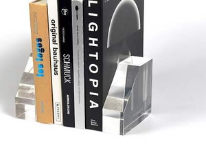 Pair of Perspex Acrylic Solid Design Architect Bookends 1980s