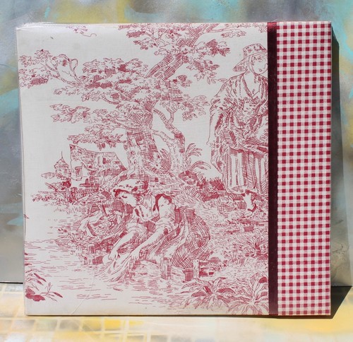 French Country Fabric Cover Expandable Photo Picture Scrapbook Album, 12.5"x13" - Picture 2 of 6