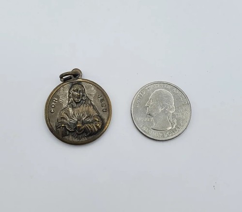 Ciondolo Gioielli Vintage Religioso Gesù Vergine Carmeli Oro Argento Da Collezione - Foto 5 di 10