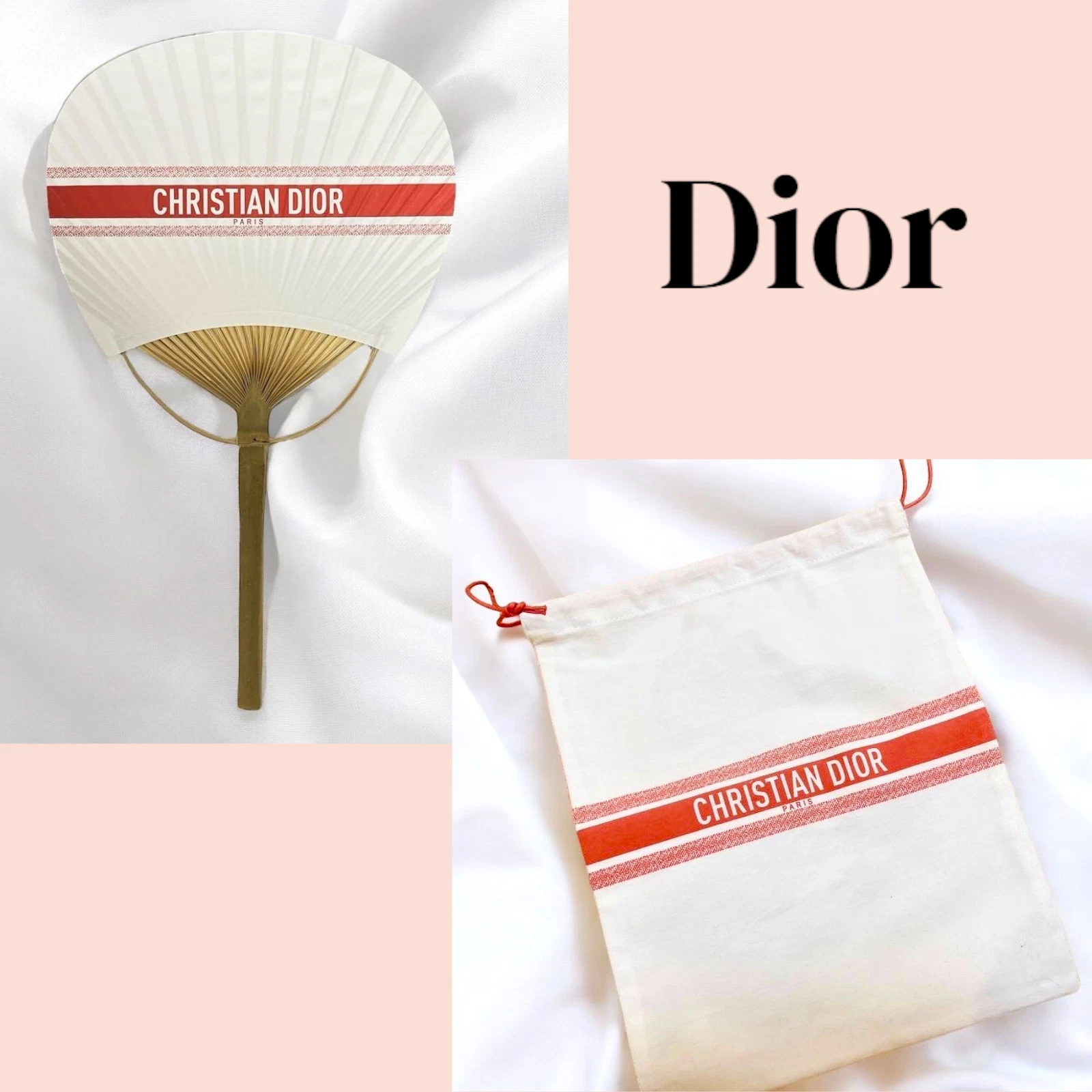 Sac pochette et éventail Christian Dior été 2024 été limité cordon rouge