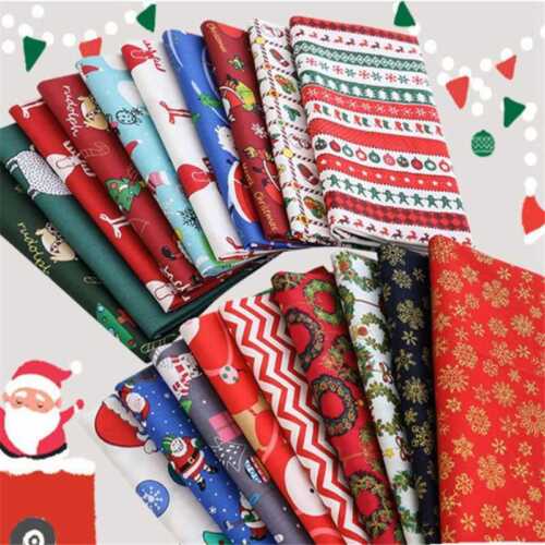Christmas Fabric Scandi Red Green Festive Fat Quarter Bundle Craft 100% Cotton - Afbeelding 1 van 16