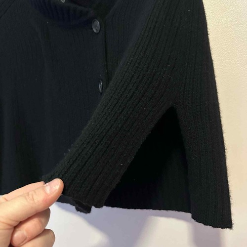 Theory PSmall schwarz Wolle-Kaschmir-Mischung Knopfleiste Stehkragen Bolero Cape Pullover - Bild 3 von 4