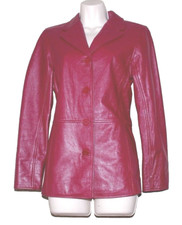 Dunne & Cole Vtg. Italian Lambskin Leather Red Pink Women Jacket Blazer Size:s