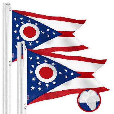 G128 2 Pack: Ohio OH State Flag 3x5 Ft Embroidered 220GSM Spun Polyester
