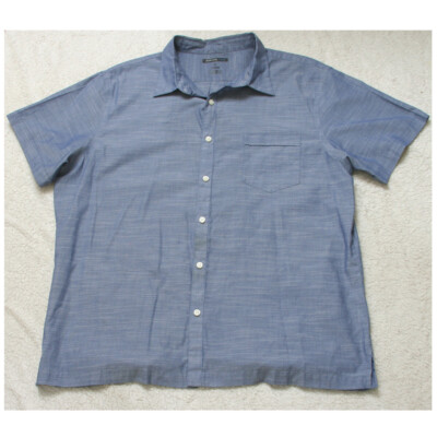 Blue Dress Shirt Short Sleeve Pocket 