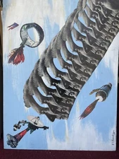 Nathaniel Reich surreal oil on board 24 X 32