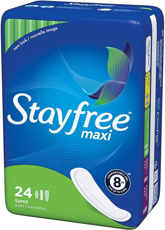 Pack de (6) Maxi Almohadillas STAYFREE Nuevas, Super 24 ea Foto 3 de 4