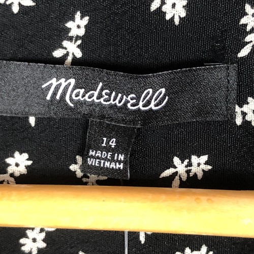 MADEWELL NEW Women's $148 Button-Front Midi Black Floral Shirtdress sz 14 NR021 - Picture 4 of 6