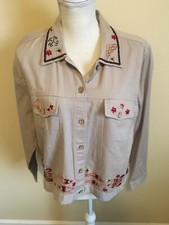 Vintage Tantrums Embroidered Floral Jacket Size Xl Tan