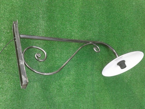 Lampada applique a parete per esterno in ferro battuto 1119 con piatto smaltato - Afbeelding 2 van 2
