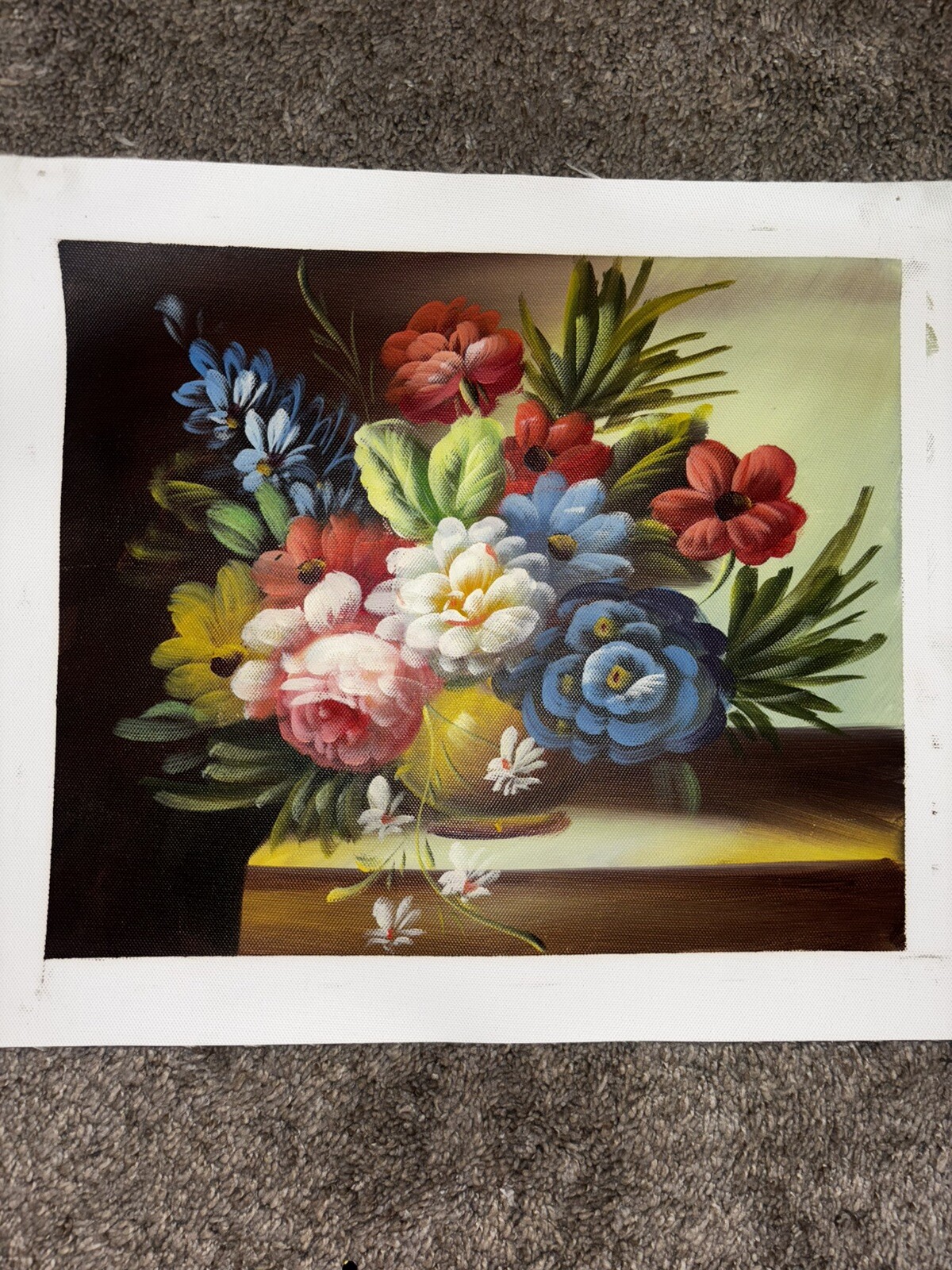 Bouquet Of Flowers Real Oil Painting On Canvas 9”x11”