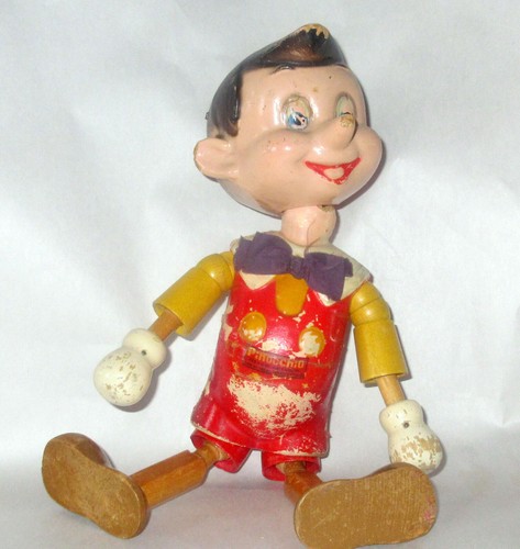 Antique 1930's IDEAL 11" Disney Pinocchio Doll Jointed Wood & Composition - Picture 10 of 11