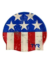 NEW TYR Swimming Silicone Swim Cap Easy Glider Red White Blue