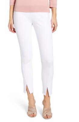 NEW Lysse Split Hem Crop Denim Leggings White Small